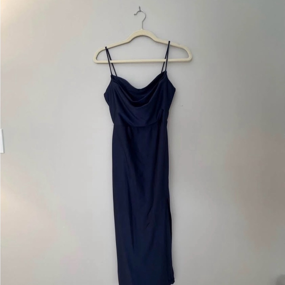 Women’s Windsor Size Medium Midnight Blue Cowl Neck Maxi Dress with Slit
